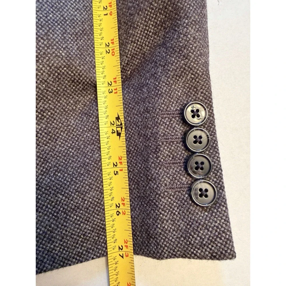 Black Saks Fifth Avenue 100% Cashmere Blazer Sport Coat Size 46L Gray Tweed Mint